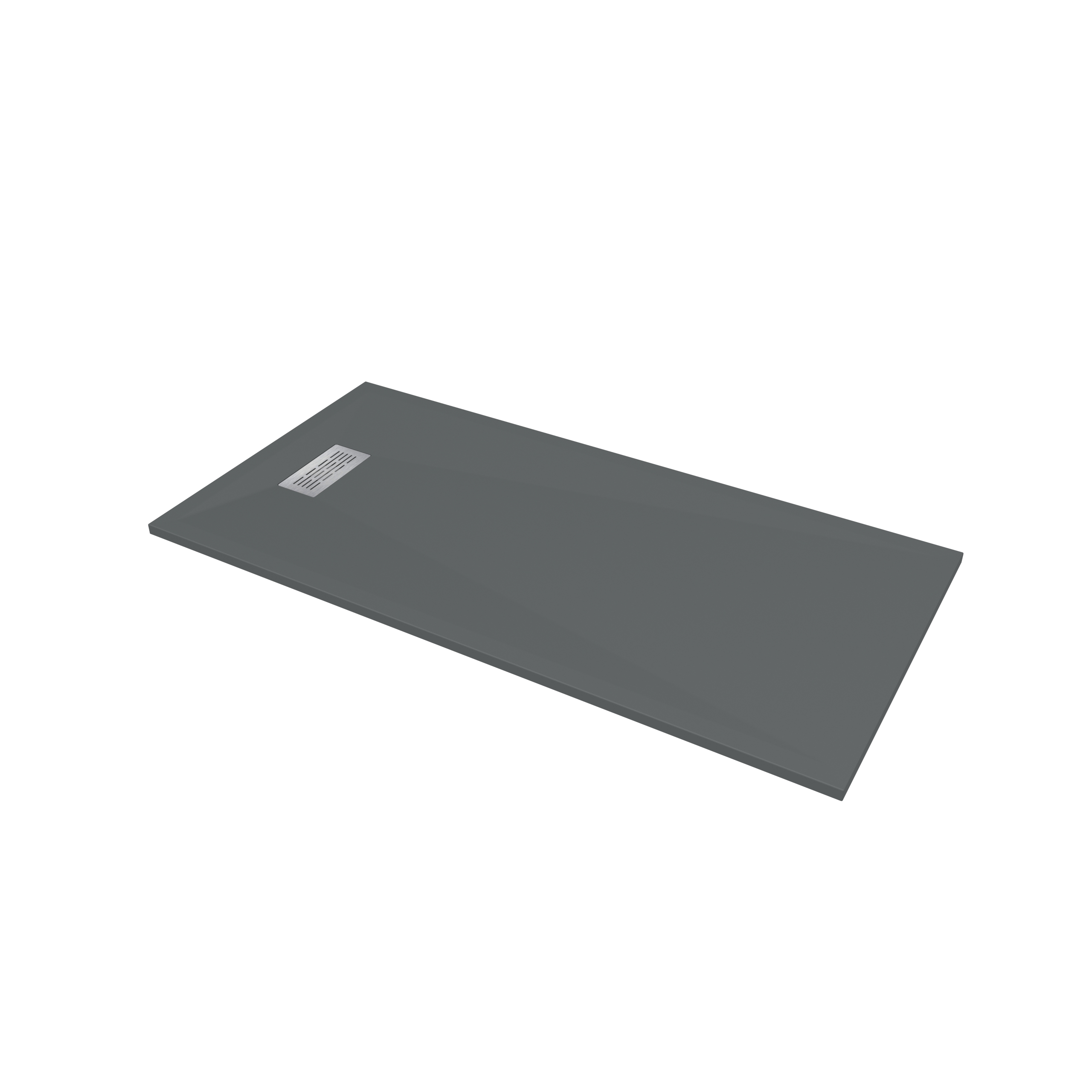 Textured warm gray shower base with a low threshold